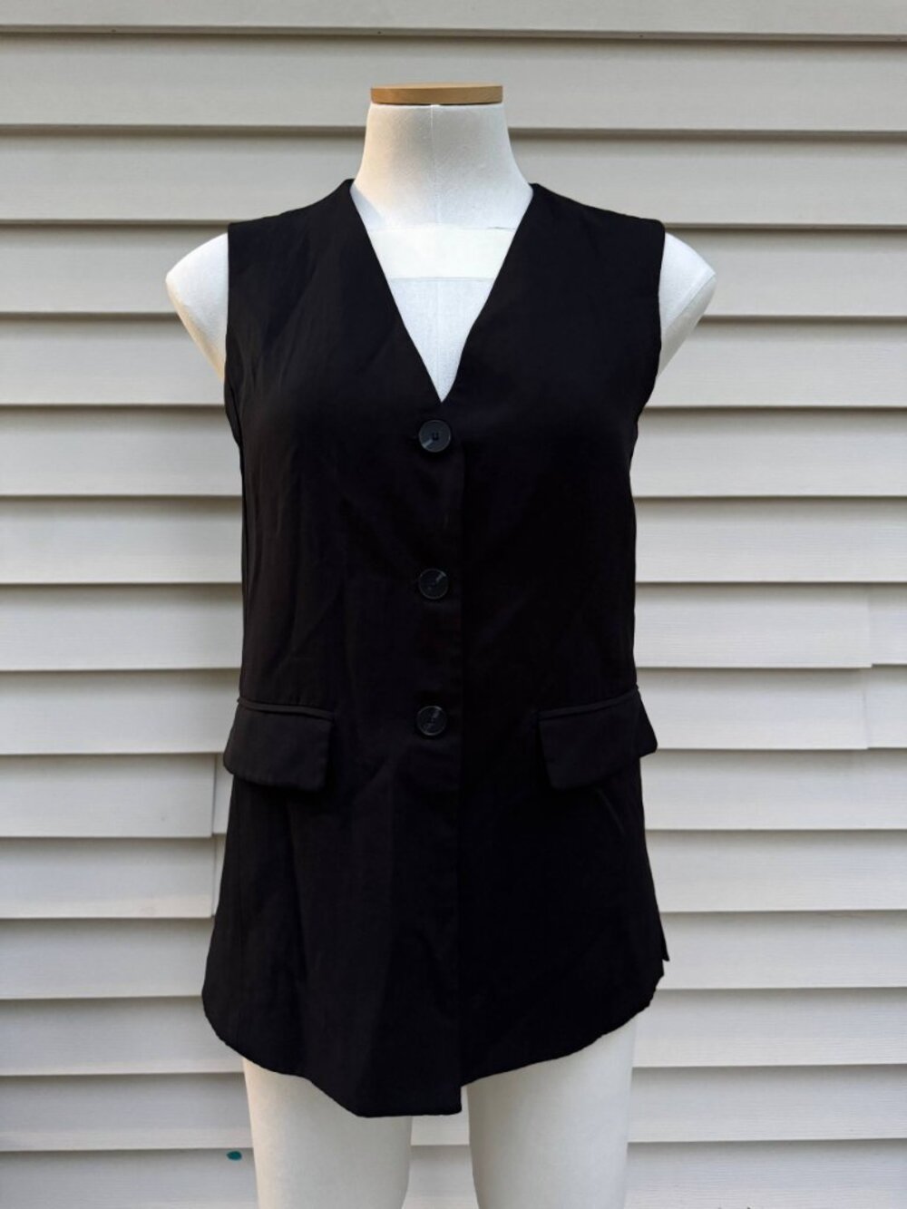 Zara Black Longline Tailored Vest Blazer | Size XS